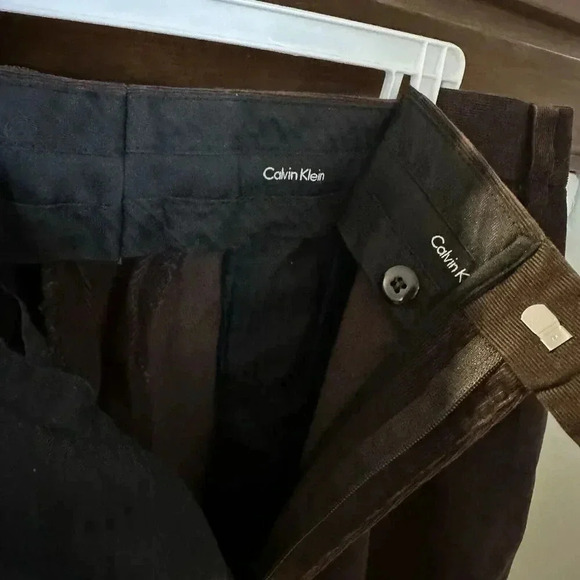 90s VTG Calvin Klein Trousers Men’s 34x31 Dress Pants Academia Brown Corduroy - Picture 4 of 8